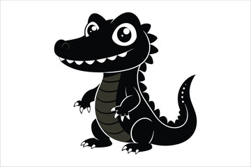 adorable line art vector silhouette illustration of a baby Crocodile