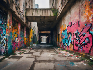 Naklejka premium Venture into the heart of the city to capture the raw beauty of urban environments. Look for graffiti-covered walls, abandoned buildings, and bustling street scenes.