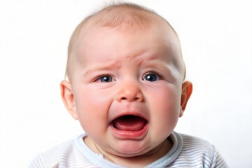 crying baby with blue eyes.crying little baby.