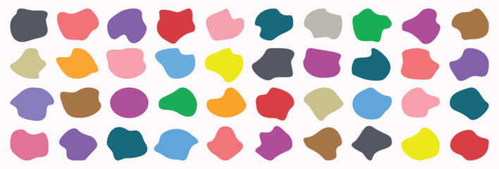 Color paint blob. Colorful ink stains, abstract paint splashes, and wet blobs. Watercolor or slime stain vector set. Colorful 