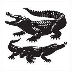 silhouette vector Crocodile white background 