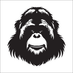 Fototapeta premium silhouette vector Orangutan white background