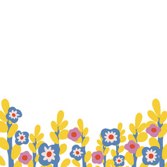 Colorful cute spring flowers frame