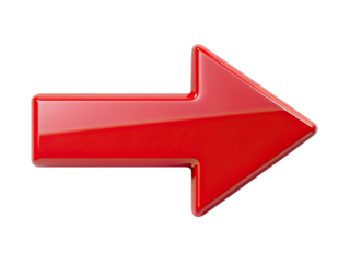 A glossy, red, left-pointing arrow isolated against a white background. Generative AI