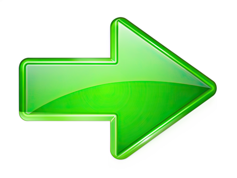 A green, glossy right arrow graphic isolated on a white background. Generative AI