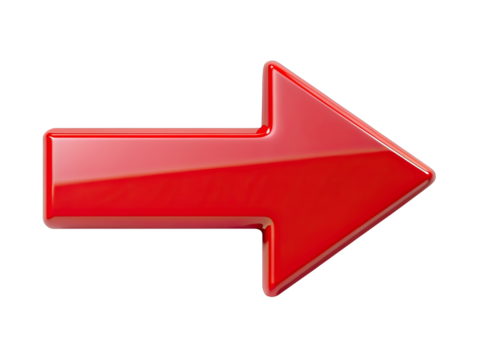 A glossy, red, left-pointing arrow isolated against a white background. Generative AI