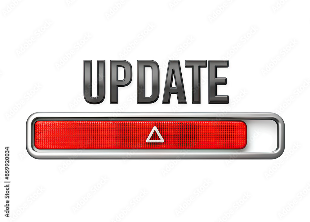 Poster a digital progress bar displays the word update in black text above a red bar. the bar is partially 