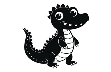 adorable line art vector silhouette illustration of a baby Crocodile