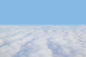 Skyline, nature and clouds with sunshine and blue sky for wallpaper or mockup space. Summer, cirrostratus and cloudscape or scenery and texture in natural environment or morning light for banner