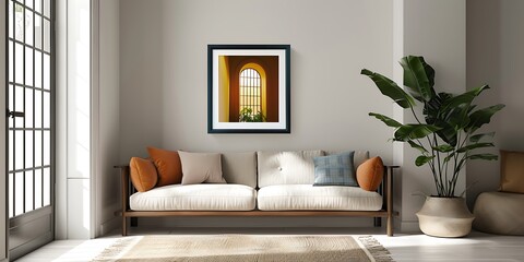Naklejka premium modern living room with fireplace