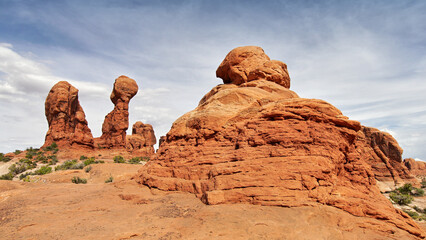Balanced Rock in Arches National Park in Utah, USA. Fantastic rock formation