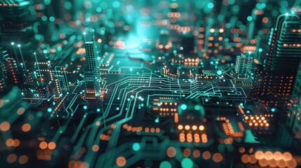 Obraz premium Cyberpunk Cityscape: A Digital Metropolis