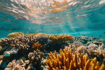 Obraz premium Underwater Paradise: Vibrant Coral Reef in Turquoise Waters