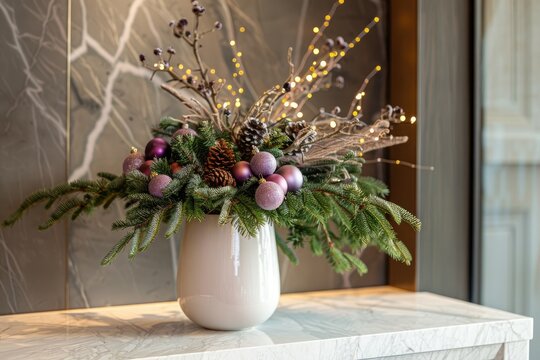 Elegant Christmas arrangement on table