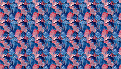 Fototapeta premium Closeup of sapphire and coral brushstrokes, a closeup of sapphire and coral abstract flat brushstrokes, resembling the texture of rounded flower petal