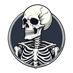 Skeleton Emblem  Vintage Illustration