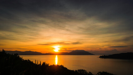 Golden sunset along the Romblon Bay. Romblon Island, Philippines