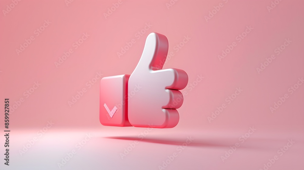 Poster like or correct symbol icon isolated white background, checkmark button, mobile app icon. 3d render 