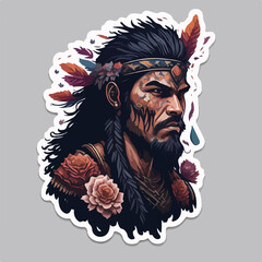 A fierce Aztec warrior logo, showcasing a tribal warrior adorned with traditional armor and feathers, radiates strength and cultural pride, perfect for a powerful avatar.