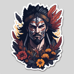 A fierce Aztec warrior logo, showcasing a tribal warrior adorned with traditional armor and feathers, radiates strength and cultural pride, perfect for a powerful avatar.