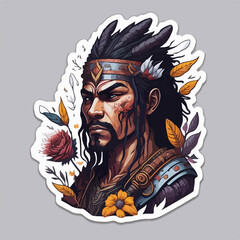 A fierce Aztec warrior logo, showcasing a tribal warrior adorned with traditional armor and feathers, radiates strength and cultural pride, perfect for a powerful avatar.