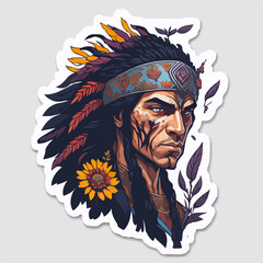 A fierce Aztec warrior logo, showcasing a tribal warrior adorned with traditional armor and feathers, radiates strength and cultural pride, perfect for a powerful avatar.