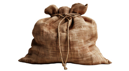 Rustic Burlap Sack with Drawstring
Vintage Burlap Bag Isolated on White
Natural Burlap Sack Tied with Rope