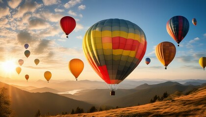 Obraz premium hot air balloon in the sky,balloon, air, sky, hot, hot air balloon, flight, flying, colorful, ballooning, basket, fly, travel, adventure, balloons, transportation, red, 