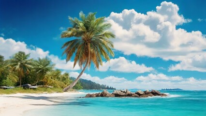 Fototapeta premium Gorgeous Tropical Beach Background Image. Made with Generative AI Technology