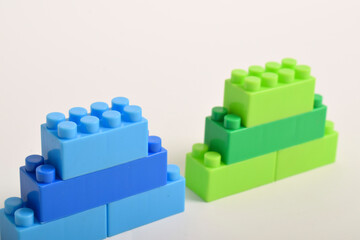 Fototapeta premium Plastic toy blocks isolated on white background. Building Blocks