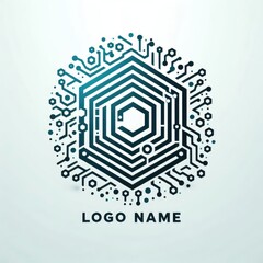 Futuristic Hexagon PCB Circuit Logo