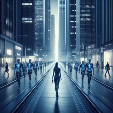 Cyberborg-Dominated Futuristic City