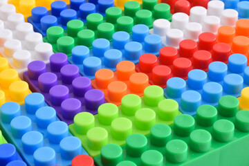 Background from Coloful plastic toy blocks. Building Blocks