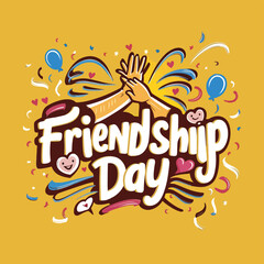 Friendship day with yellow background deign 