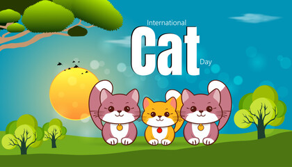 Fototapeta premium Cat Day, celebrated on August 8th, is dedicated to honoring and appreciating cats, one of the world's most beloved pets.
