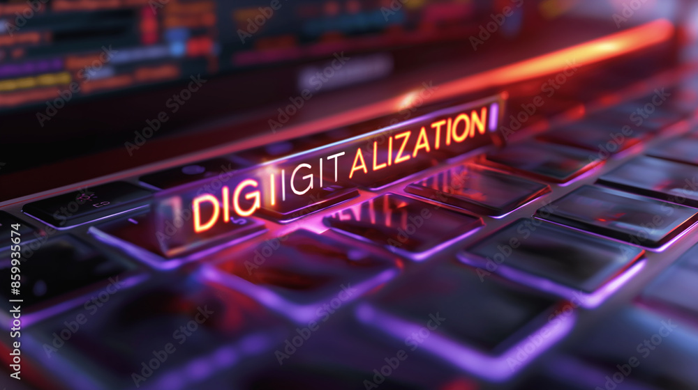 Poster keyboard with glowing 