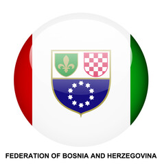 FEDERATION OF BOSNIA AND HERZEGOVINA flag button on white background