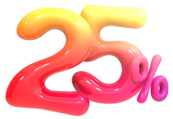 Balloon 25 Percent Number 3D Render
