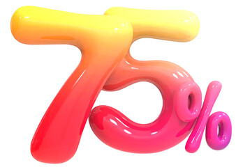 Balloon 75 Percent Number 3D Render