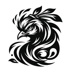 Illustration of peacock in black and white