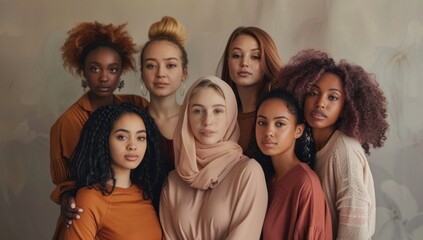 Fototapeta premium Diverse group of women with various hairstyles and clothing