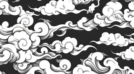 Ethereal Monochrome Cloud Swirls Abstract Background Texture