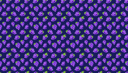 Pattern with purple grapes motif, a purple grapes pattern on a deep blue background