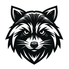 Illustration of raccoon in black and white
