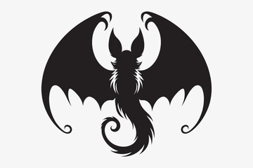 A vector silhouette of a bat with a white background 