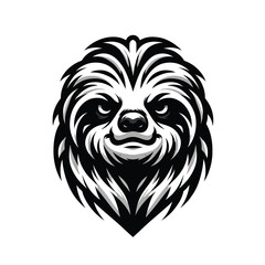 Illustration of sloth in black and white