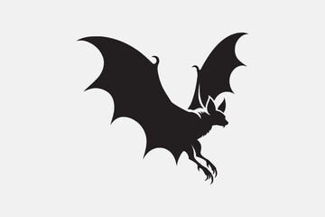 A vector silhouette of a bat with a white background 