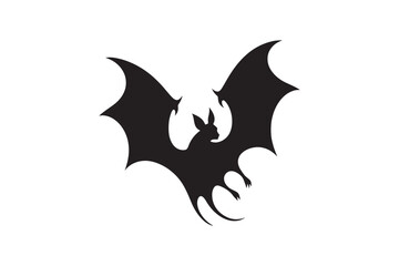 A vector silhouette of a bat with a white background 