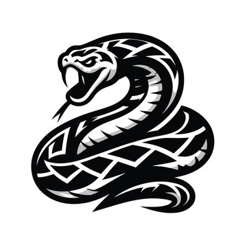 python mascot logo in black and white silhouette