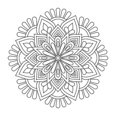 Circle flower of mandala with floral ornament pattern for kinds coloring book page